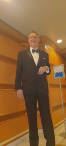 Bulldo on Alaska cruise on formal night #1